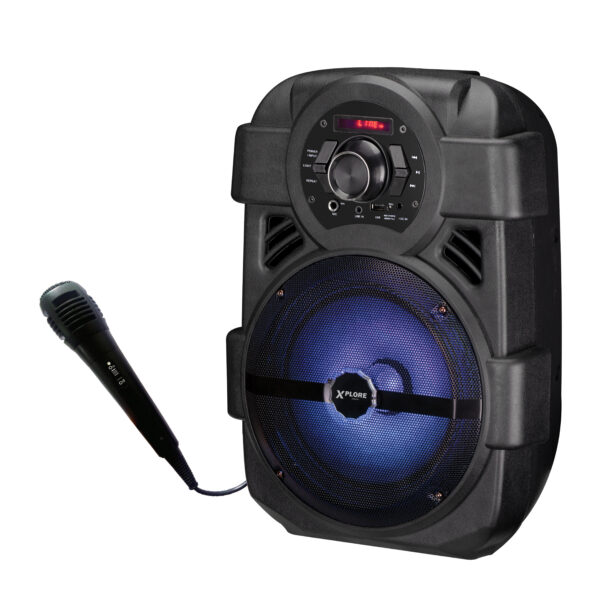 xp 8807 karaoke zvocnik usb micro sd led disco efekti zicni mikrofon fm radio led zaslon shore 150w bluetooth polnilna baterija