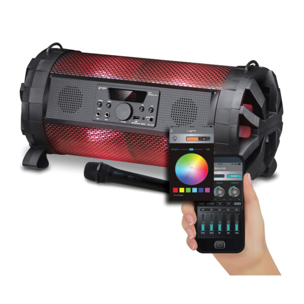 xp 8810 karaoke zvocnik usb micro sd led disco efekti zicni mikrofon fm radio 250w bluetooth polnilna baterija  4