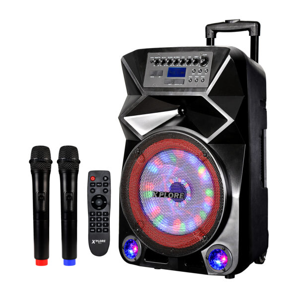 xp 8812 karaoke zvocnik usb micro sd led disco efekti zicni brezzicni mikrofon fm radio aplikacija android ios led zaslon danza 600w bluetooth polnilna baterija snemanje