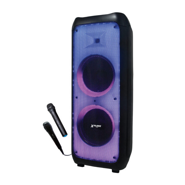 xp 8821 karaoke zvocnik usb micro sd led disco efekti zicni brezzicni mikrofon fm radio snemanje led zaslon knocker 1000w 2